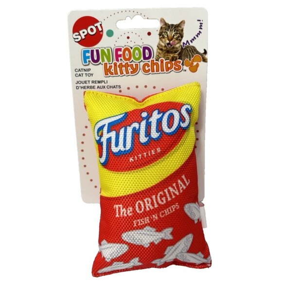 Catnip Cat Toy Plush Furitos Fish n Chips Bag Fun Play Catnip Toy Cat Gift Play - Picture 1 of 5